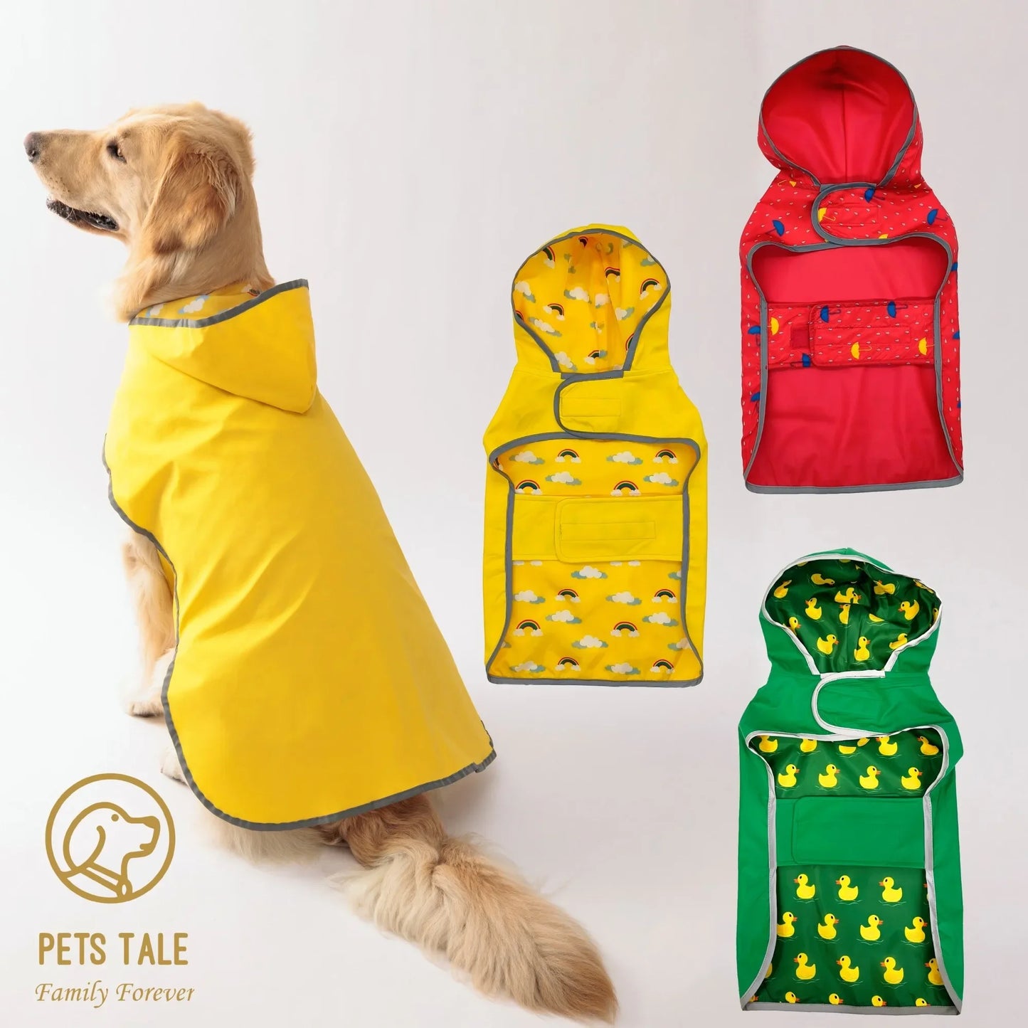 Pets Tale All Weather Dog Raincoat Waterproof PU Coat