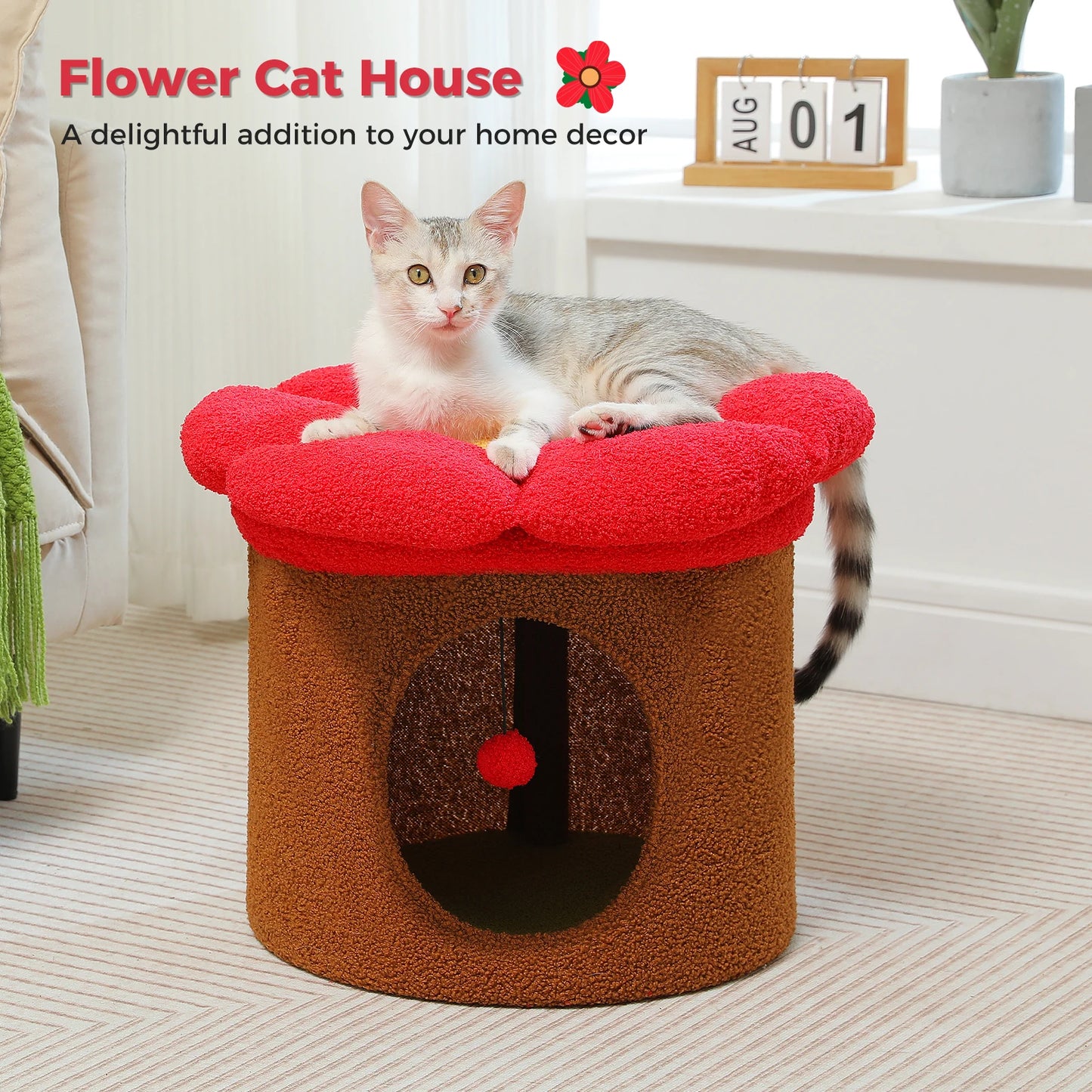 PAWZ Road Cat Beds Indoor House With Removable Flower Bed