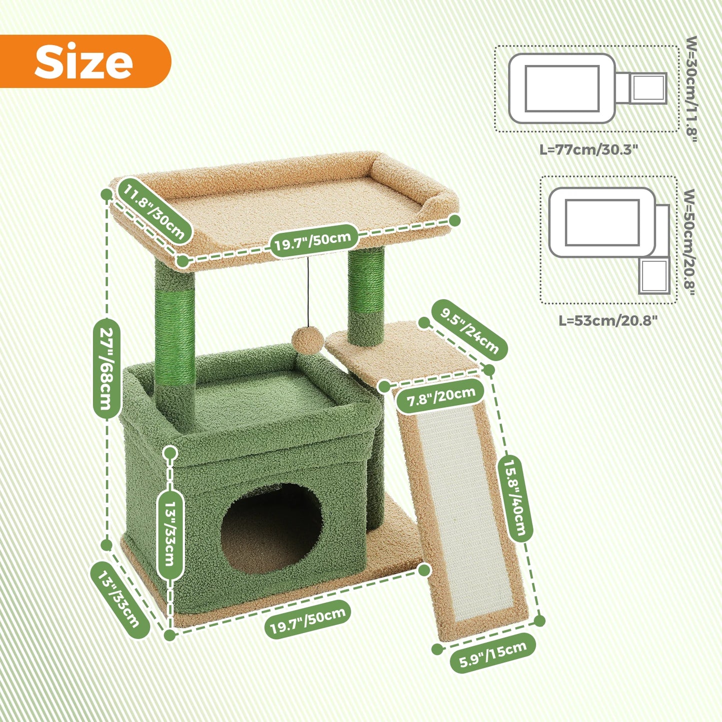 PAWZ Road Small Indoor Cat Tree Tower With Sisal Pad