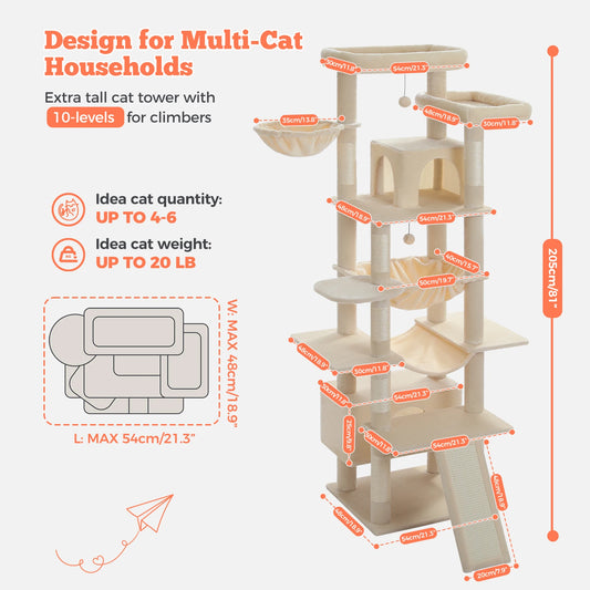 PAWZ Road Cat Tree Sisal Scratching Post With Hammock
