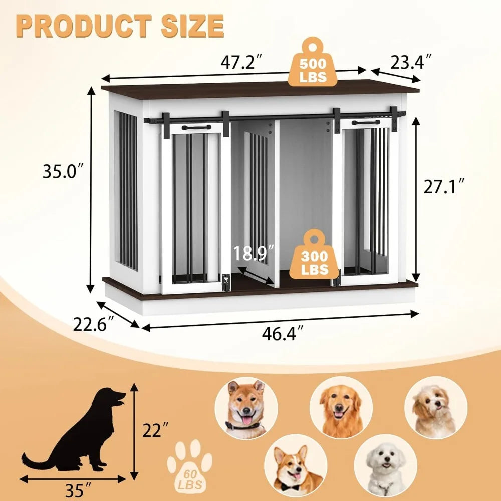 Hign Concerned Double Dog Crate Furniture for Two Dogs