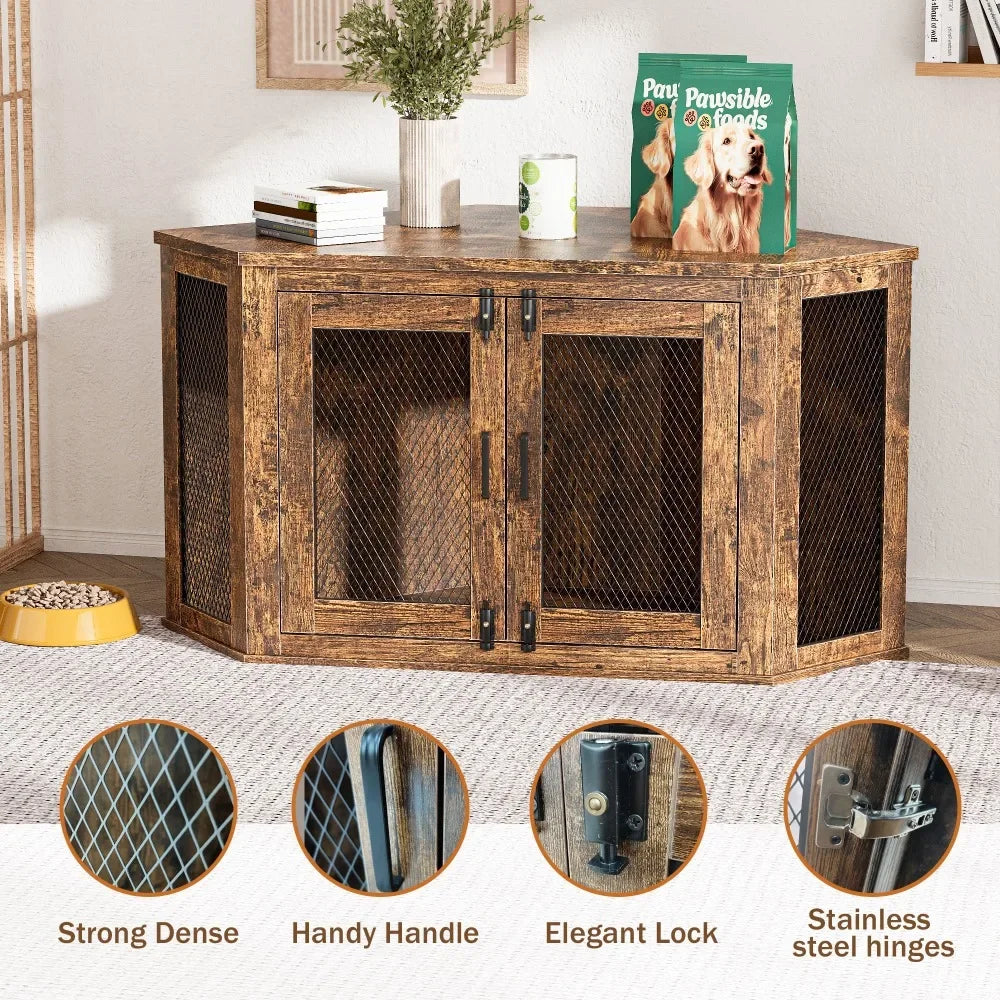 Hign-concerned Wooden Dog House Kennel With Mesh Door