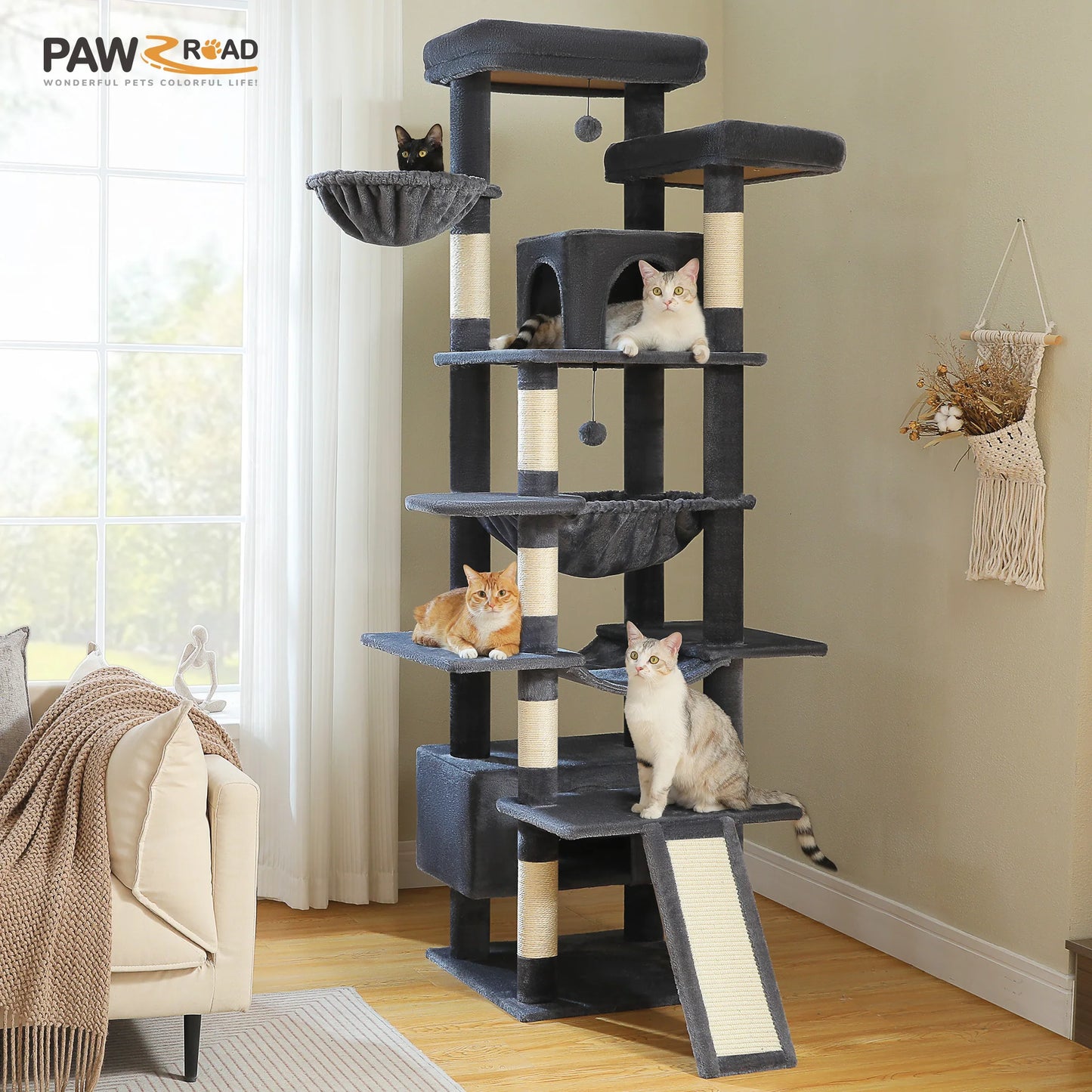 PAWZ Road Multi Level Cat Tree Tower With Sisal Posts