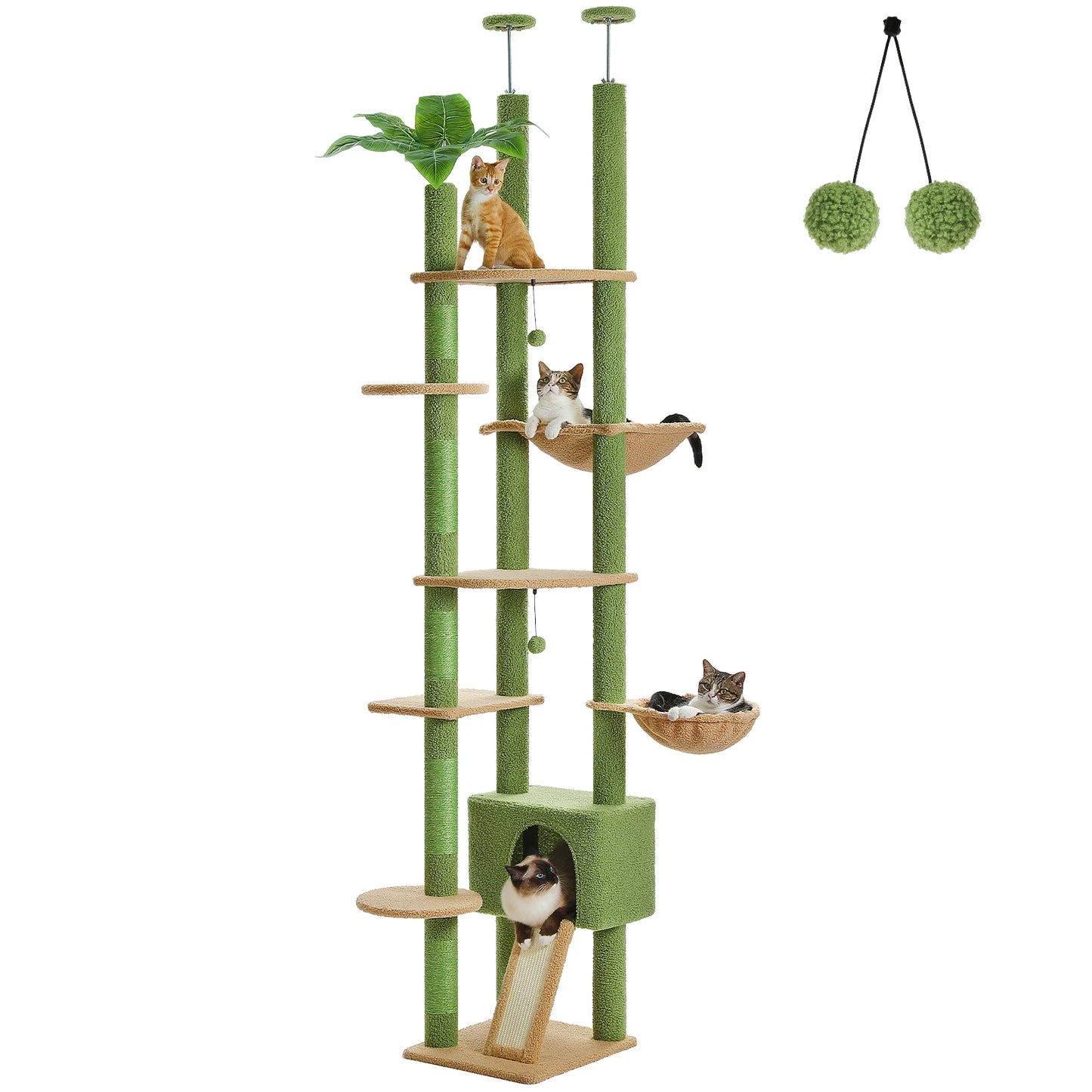 PETEPELACN Cactus Cat Tree Floor To Ceiling Activity Tower