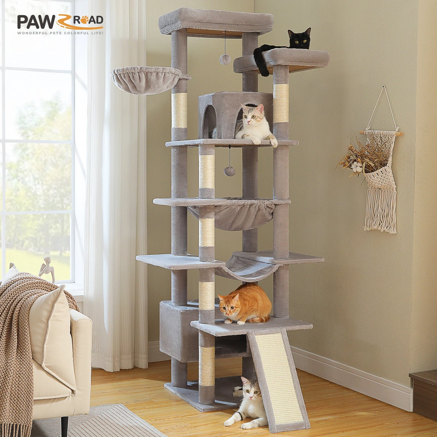 PAWZ Road Cat Tree Sisal Scratching Post With Hammock