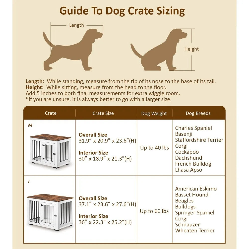 Large Dog Crate Furniture With Farmhouse Tabletop Durable
