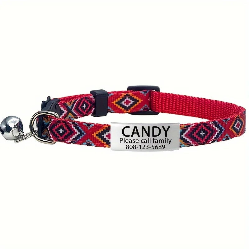 Choice Bohemian Floral Breakaway Cat Collar Engraved ID Tag