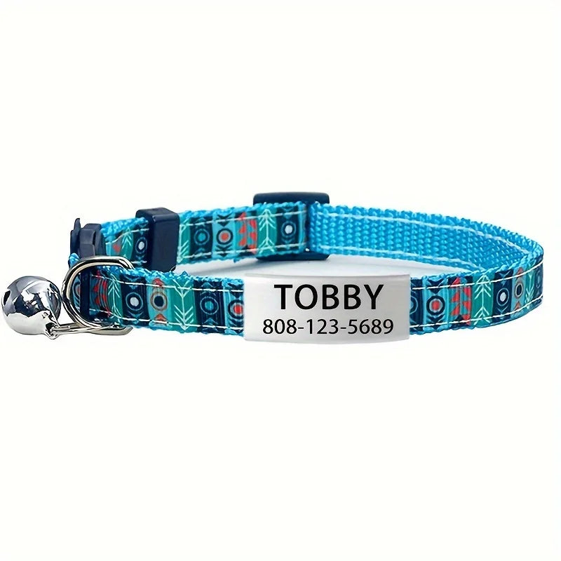 Choice Bohemian Floral Breakaway Cat Collar Engraved ID Tag