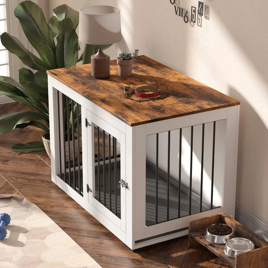 Large Dog Crate Furniture With Farmhouse Tabletop Durable