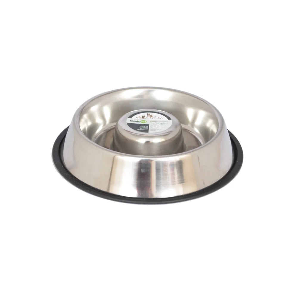 XMSJ Slow Feed Stainless Steel Pet Bowls Set Two Pack