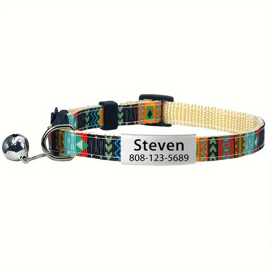 Choice Bohemian Floral Breakaway Cat Collar Engraved ID Tag