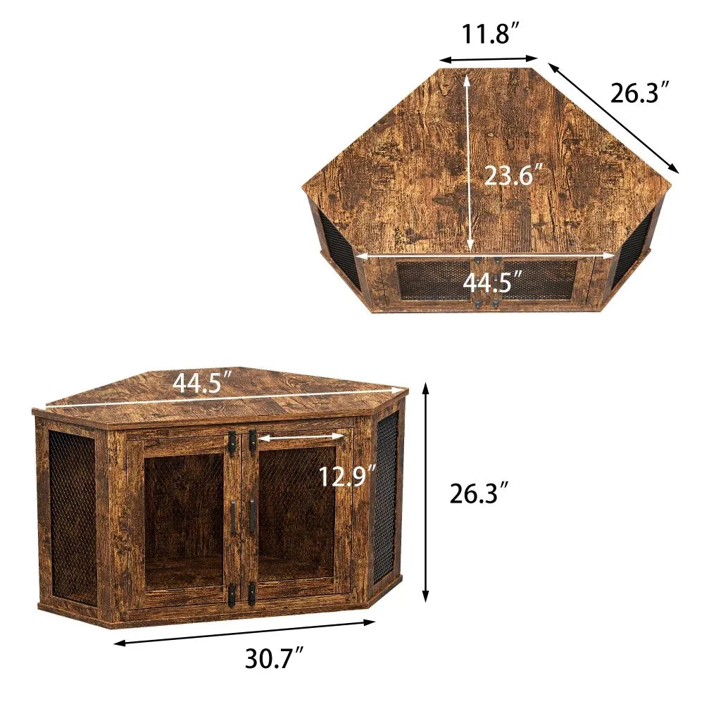 Hign-concerned Wooden Dog House Kennel With Mesh Door