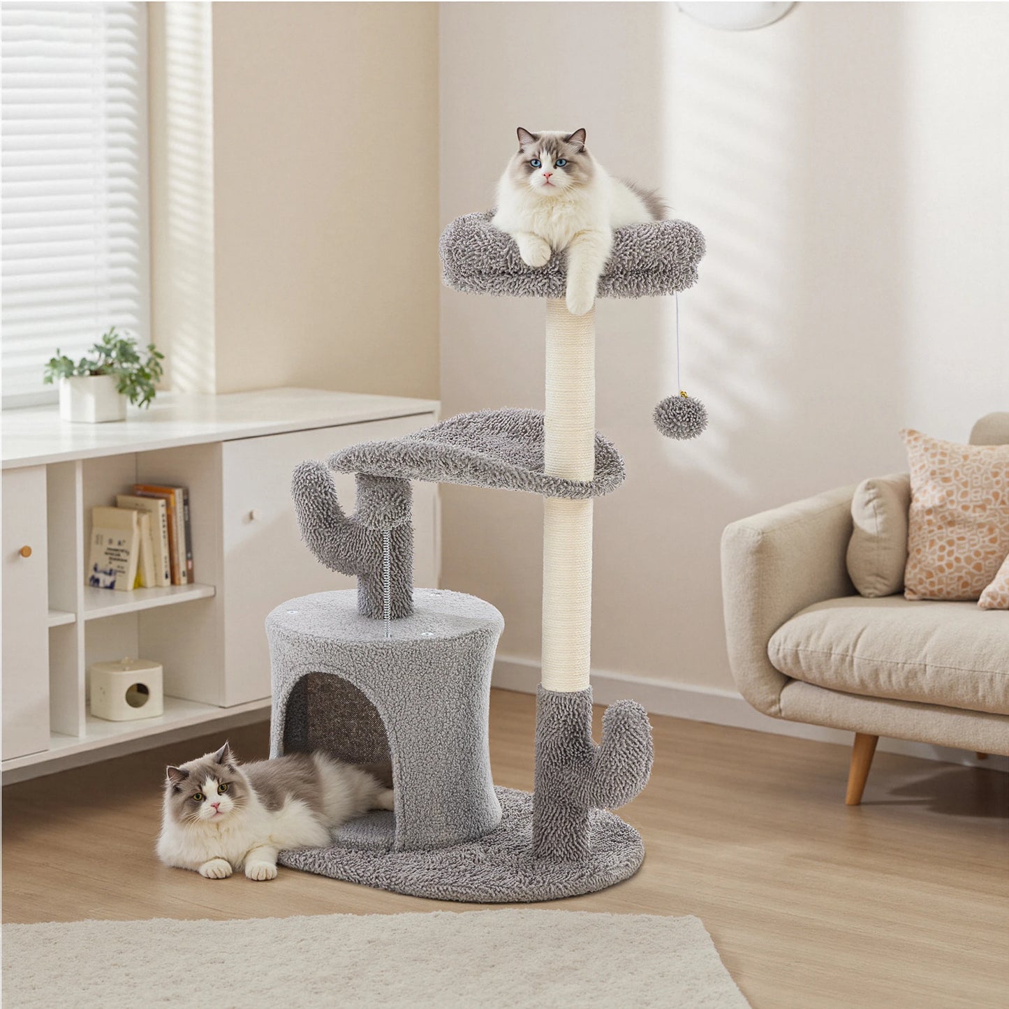 JHK Cat Tree Tower With Sisal Scratching Post For Home