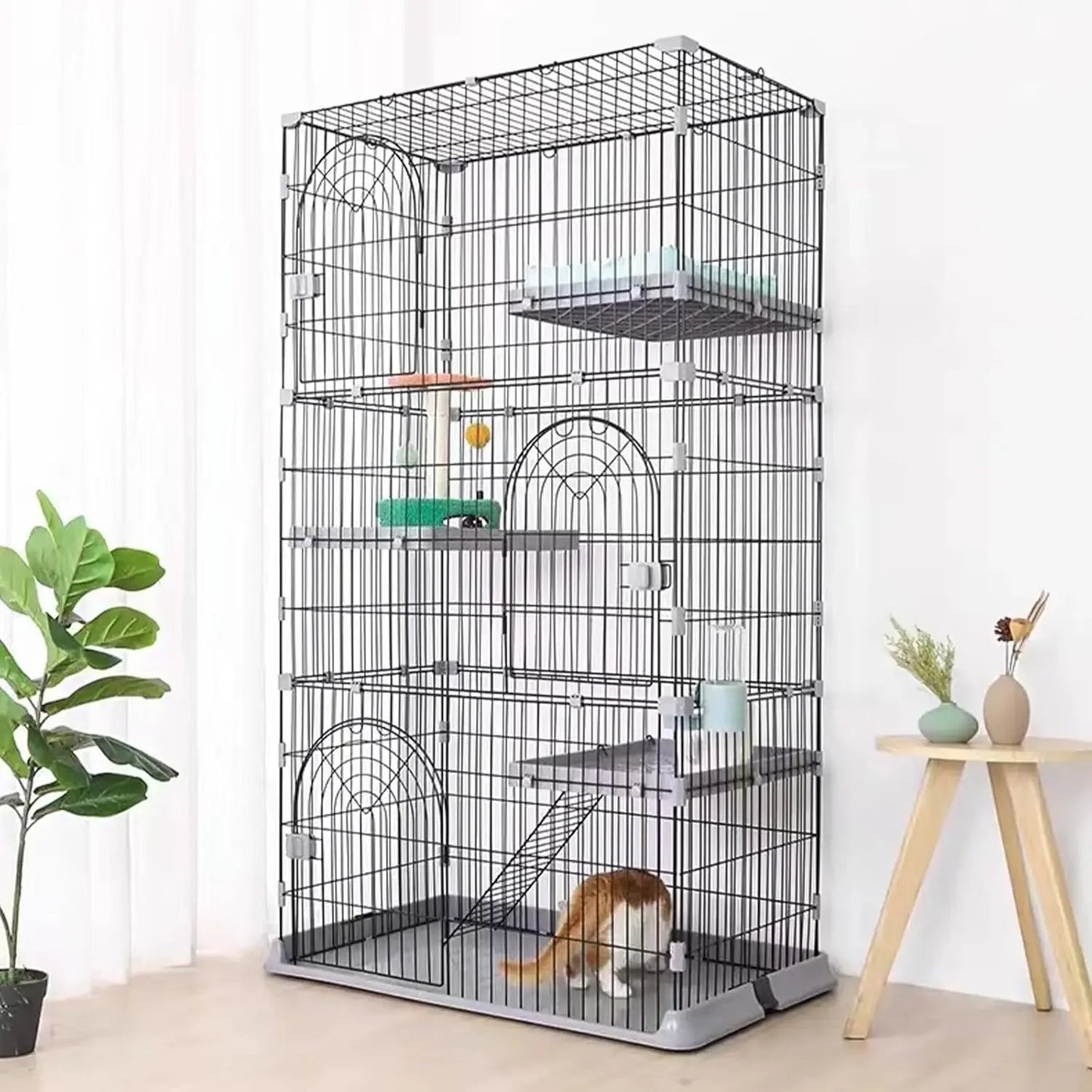 Closure Cat Cage Indoor Enclosure 3 Tier Playpen For Cats