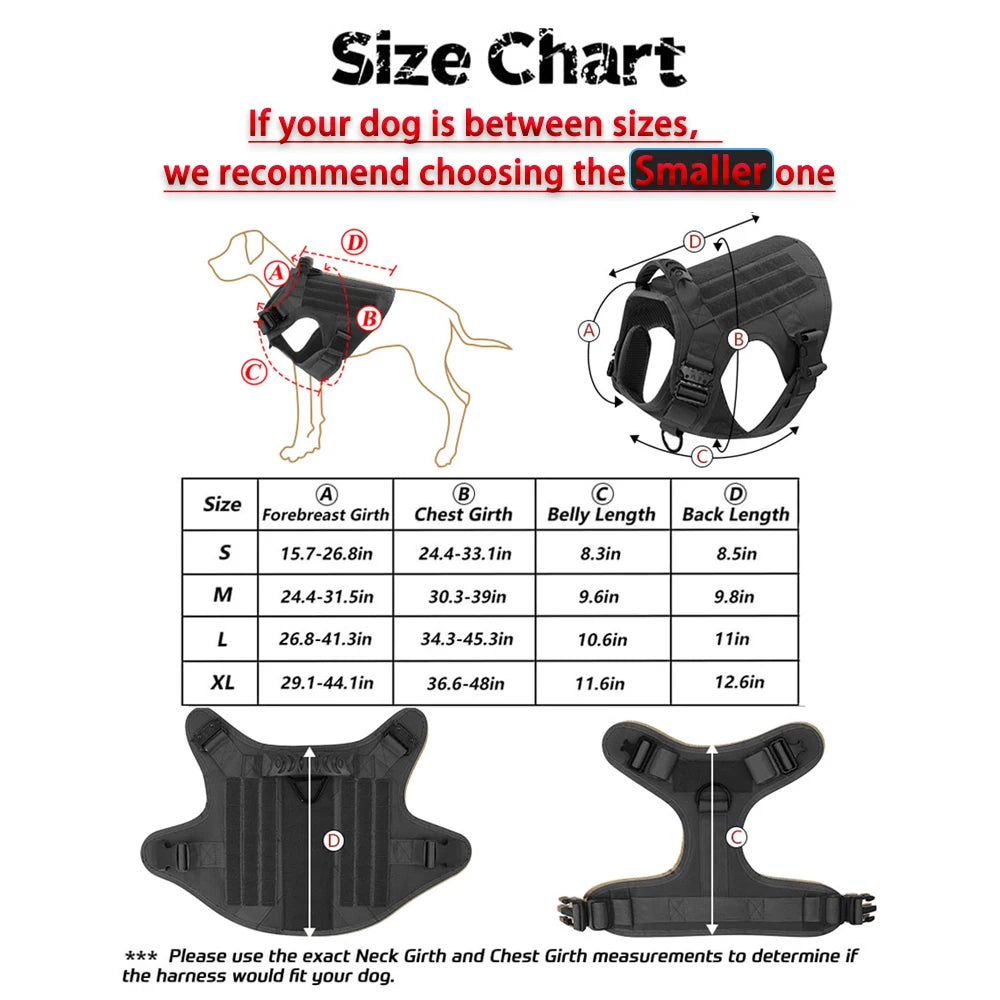 Petravelcn Military Large Dog Harness Vest Training Patches