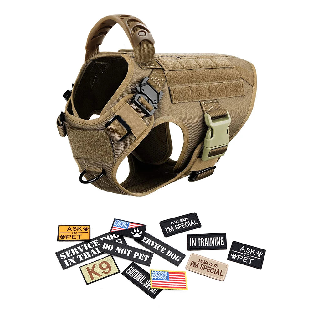 Petravelcn Military Large Dog Harness Vest Training Patches