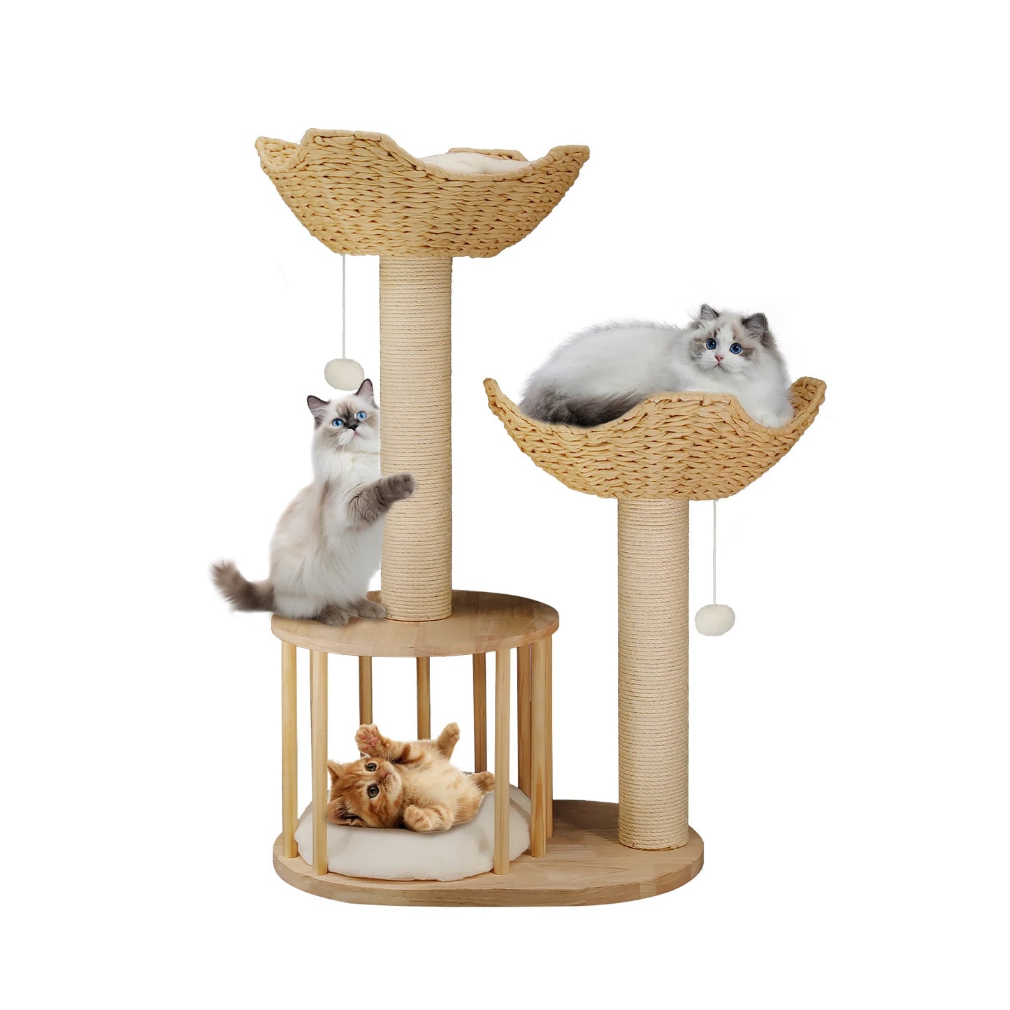 BORWARTCN Cat Tree Tower Plush Condo Scratching Posts