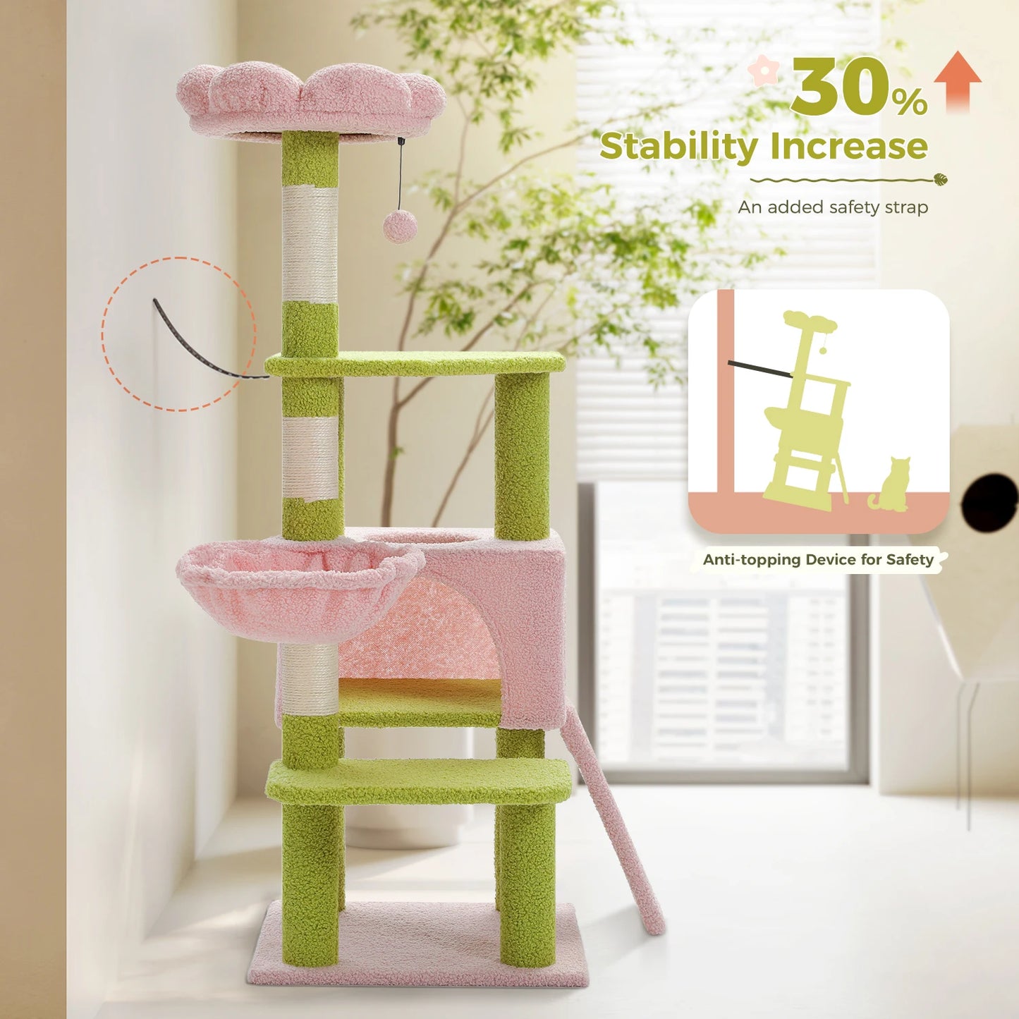 PAWZ Road Flower Cat Tree Multi Level Cat Tower With Perch