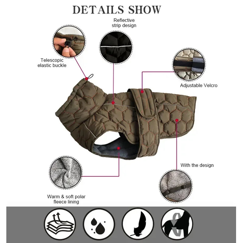 Miss Pet ThermoInsulated Reflective Waterproof Windproof Snowsuit For Large Breeds