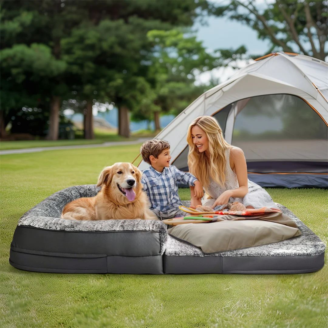 BINGOPAWCN Foldable Calming Dog Bed Plush Cover Orthopedic
