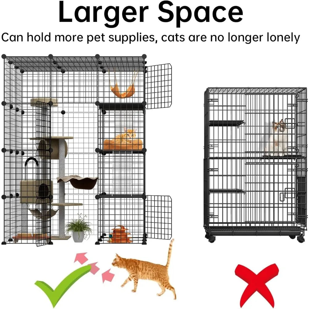Closure Cat Cage Playpen Detachable Metal Wire Kennel For Cats
