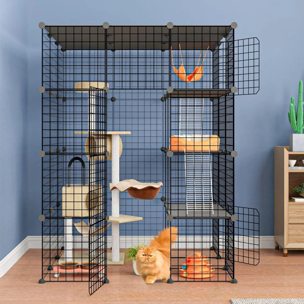 Closure Cat Cage Playpen Detachable Metal Wire Kennel For Cats