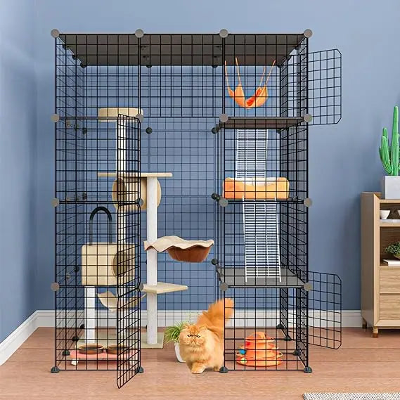 Closure Cat Cage Playpen Detachable Metal Wire Kennel For Cats