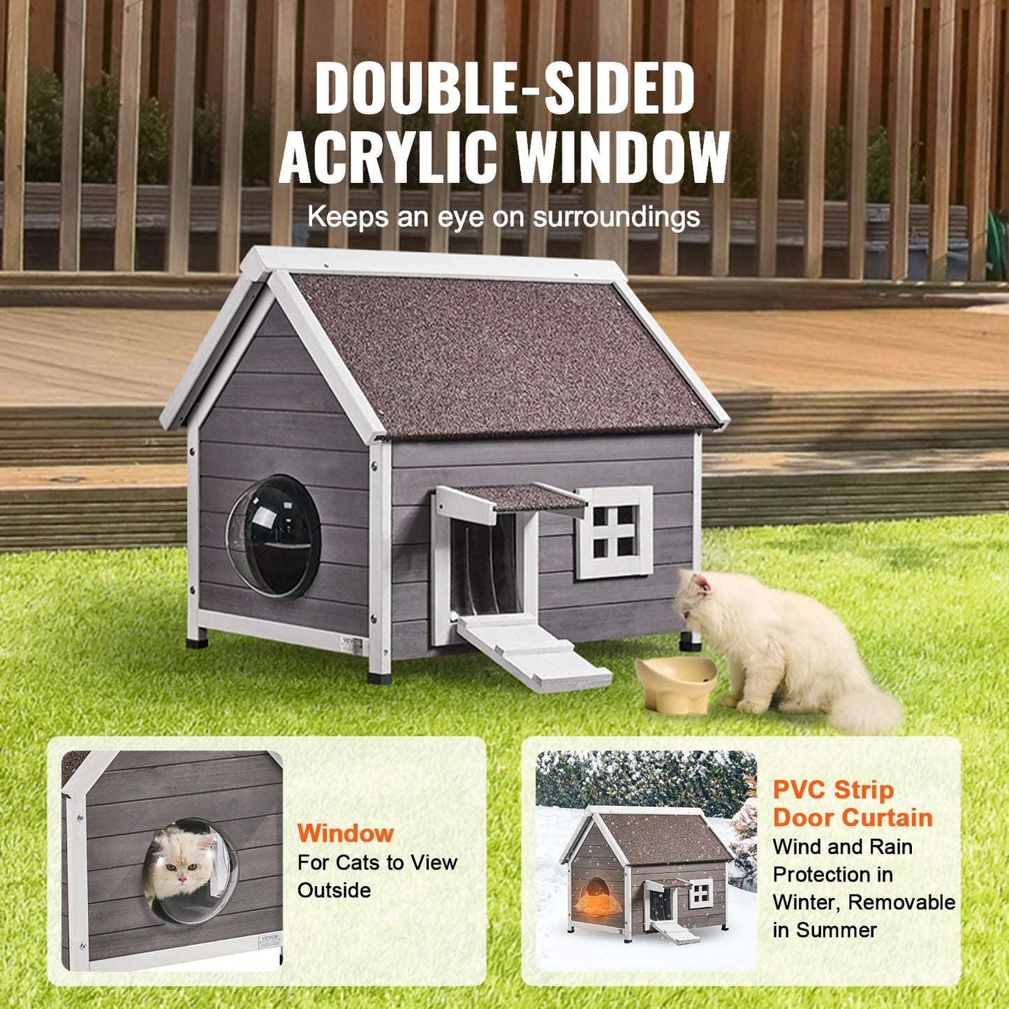 SucceBuy Weatherproof Cedarwood Cat House Shelter Durable AllWeather Outdoor FelineCompanions