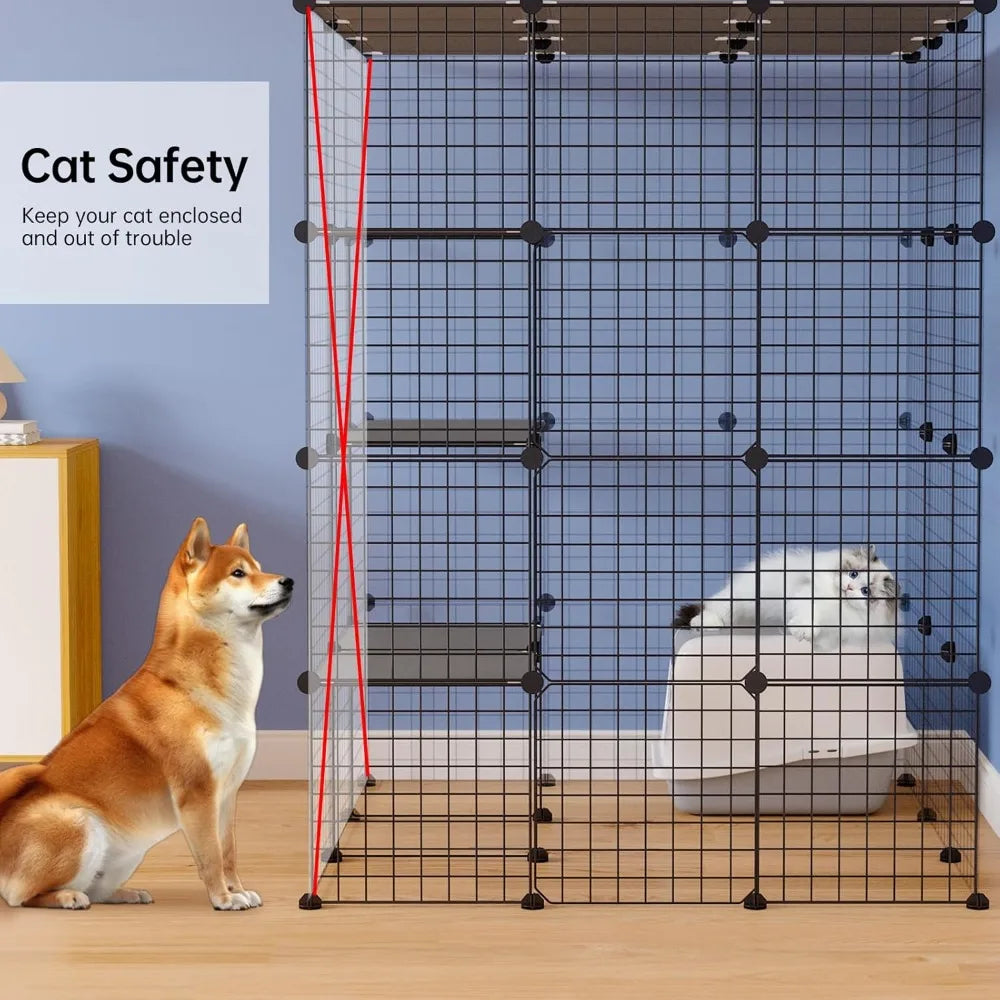 Closure Cat Cage Playpen Detachable Metal Wire Kennel For Cats