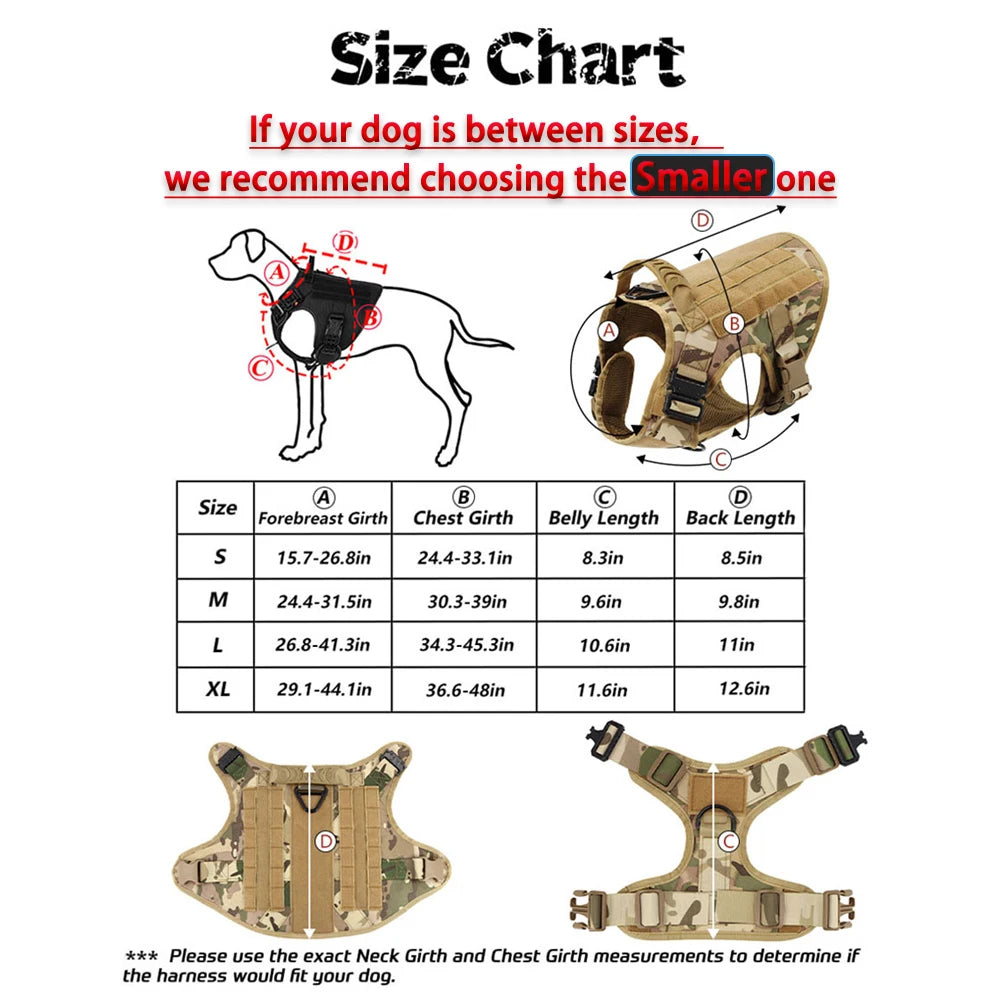 PETRAVELCN Military Dog Harness Vest Leash Set for Training