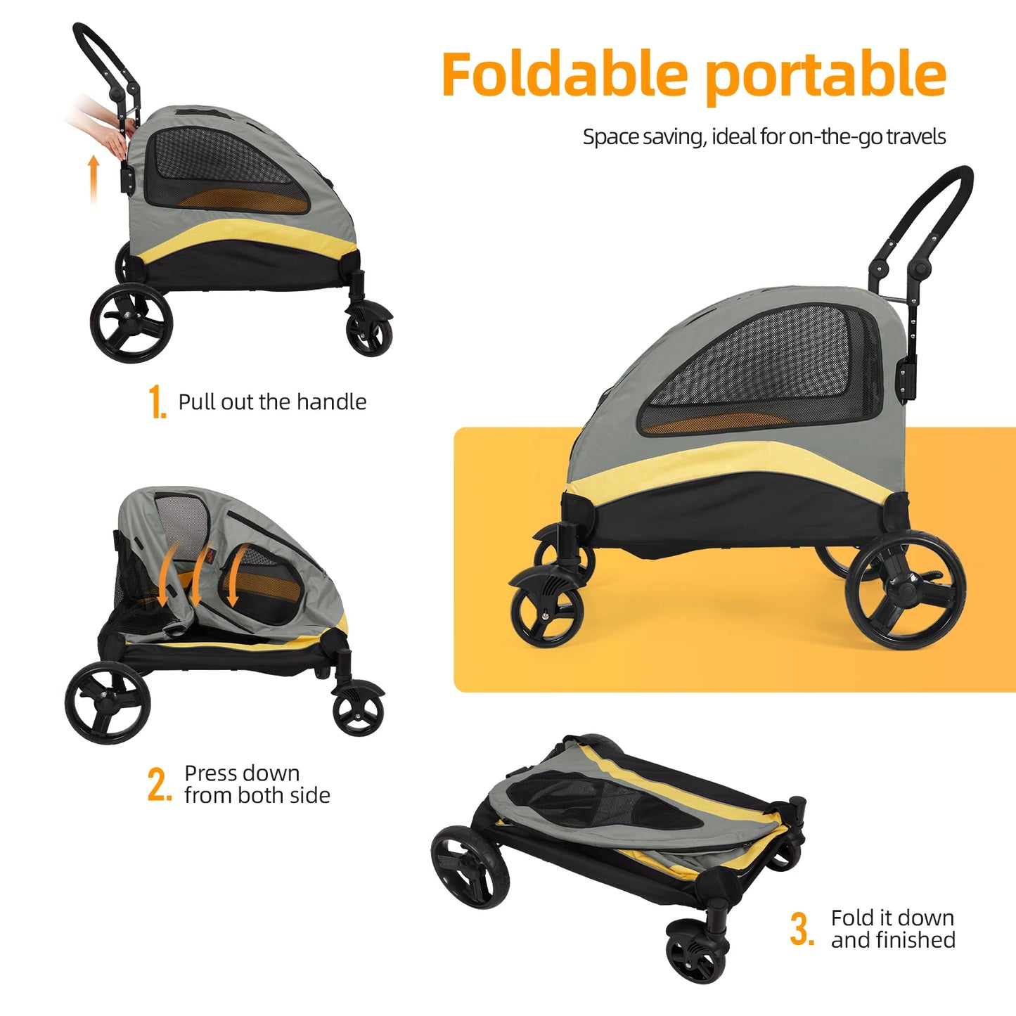 Dog Stroller Wagon Foldable Pet Carrier For Dogs