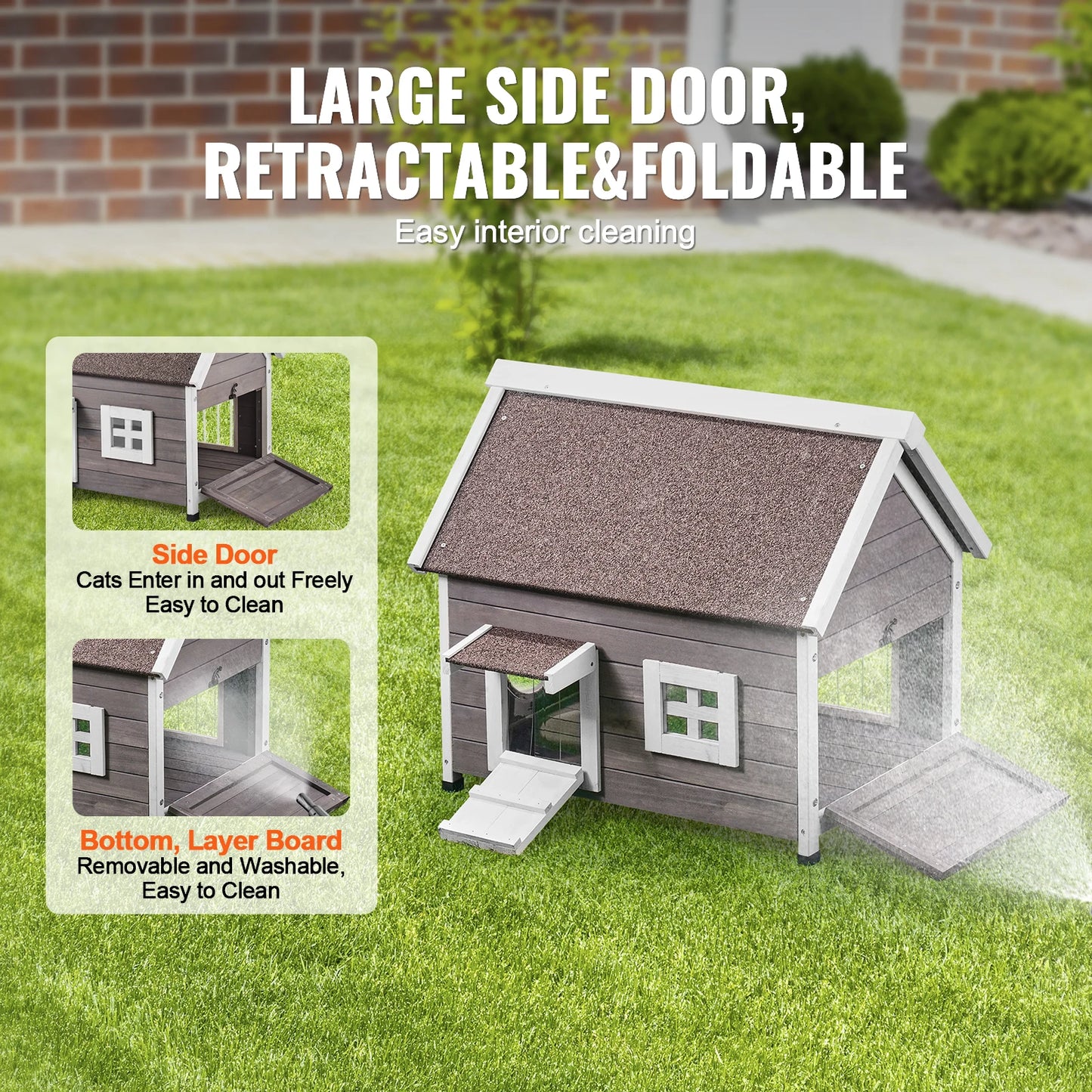 SucceBuy Weatherproof Cedarwood Cat House Shelter Durable AllWeather Outdoor FelineCompanions