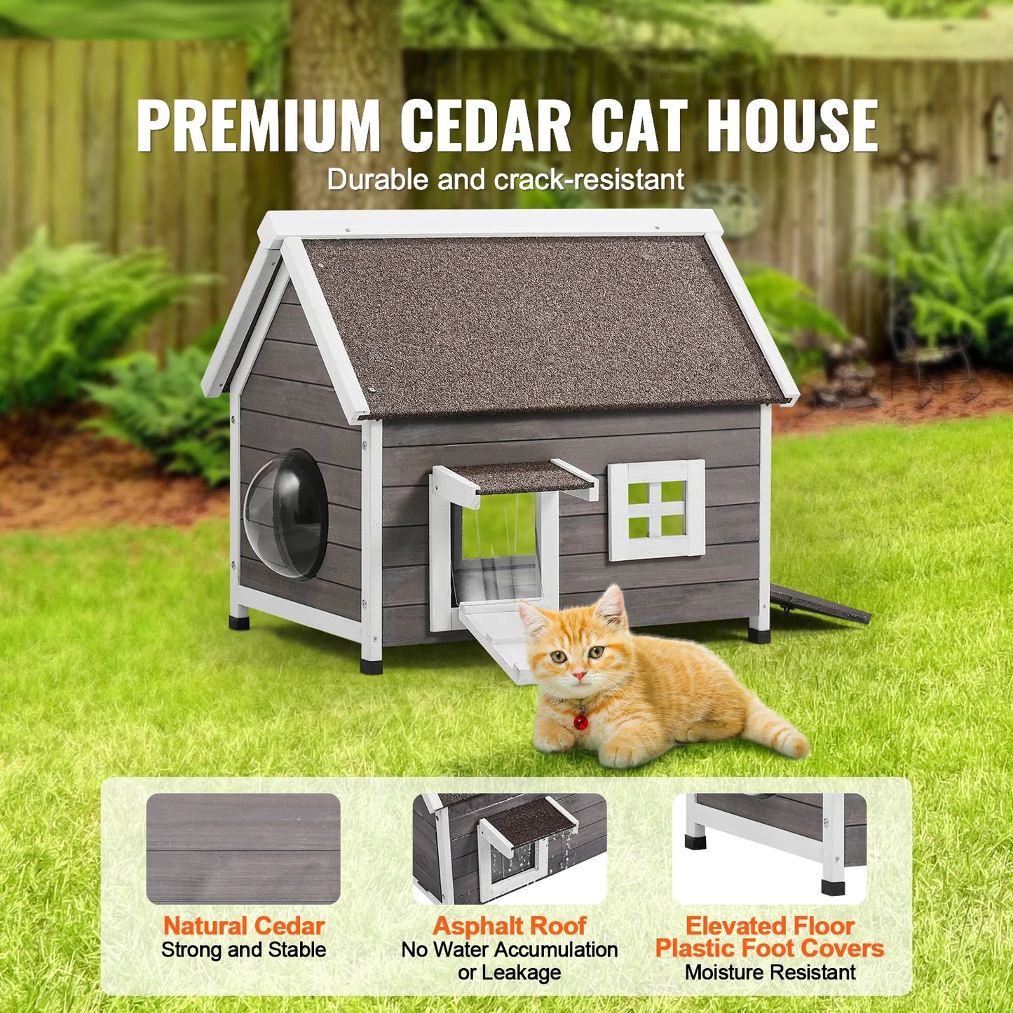SucceBuy Weatherproof Cedarwood Cat House Shelter Durable AllWeather Outdoor FelineCompanions