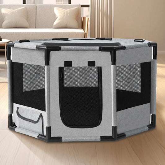 APWIKOGER Octagon Breathable Mesh Dog Crate Oxford Fabric Portable Kennel Cage Waterproof Foldable for Cats Dogs Rabbits