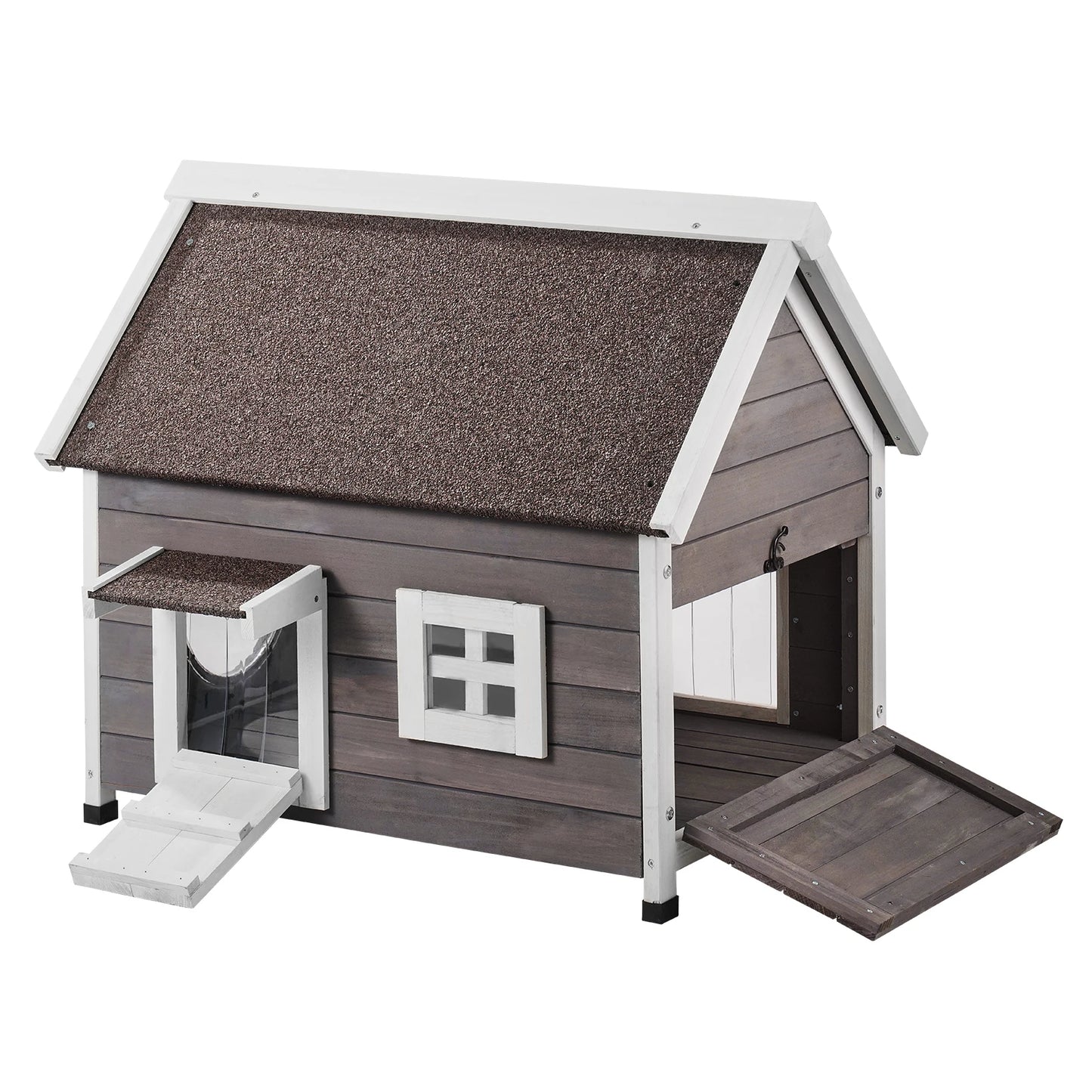 SucceBuy Weatherproof Cedarwood Cat House Shelter Durable AllWeather Outdoor FelineCompanions