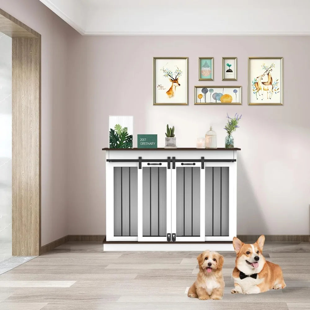 Hign Concerned Double Dog Crate Furniture for Two Dogs