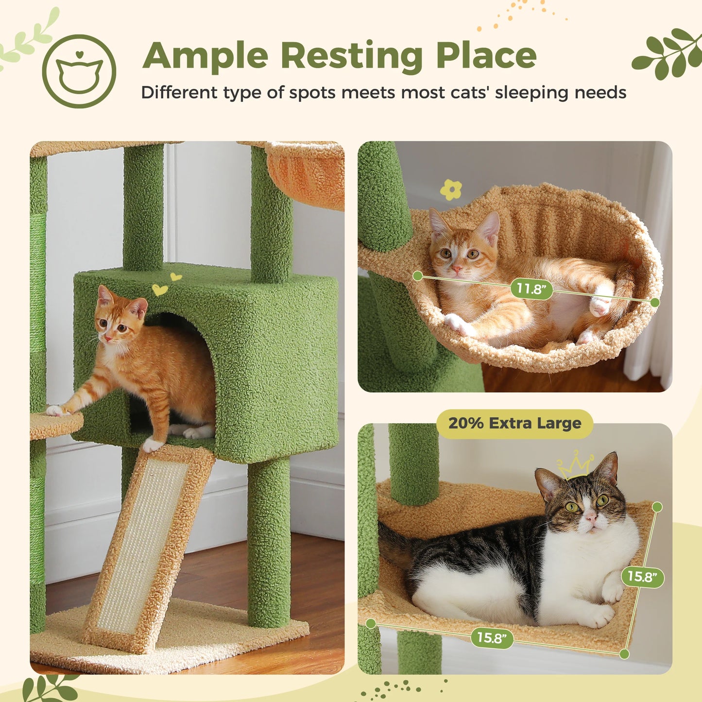 PETEPELACN Cactus Cat Tree Floor To Ceiling Activity Tower