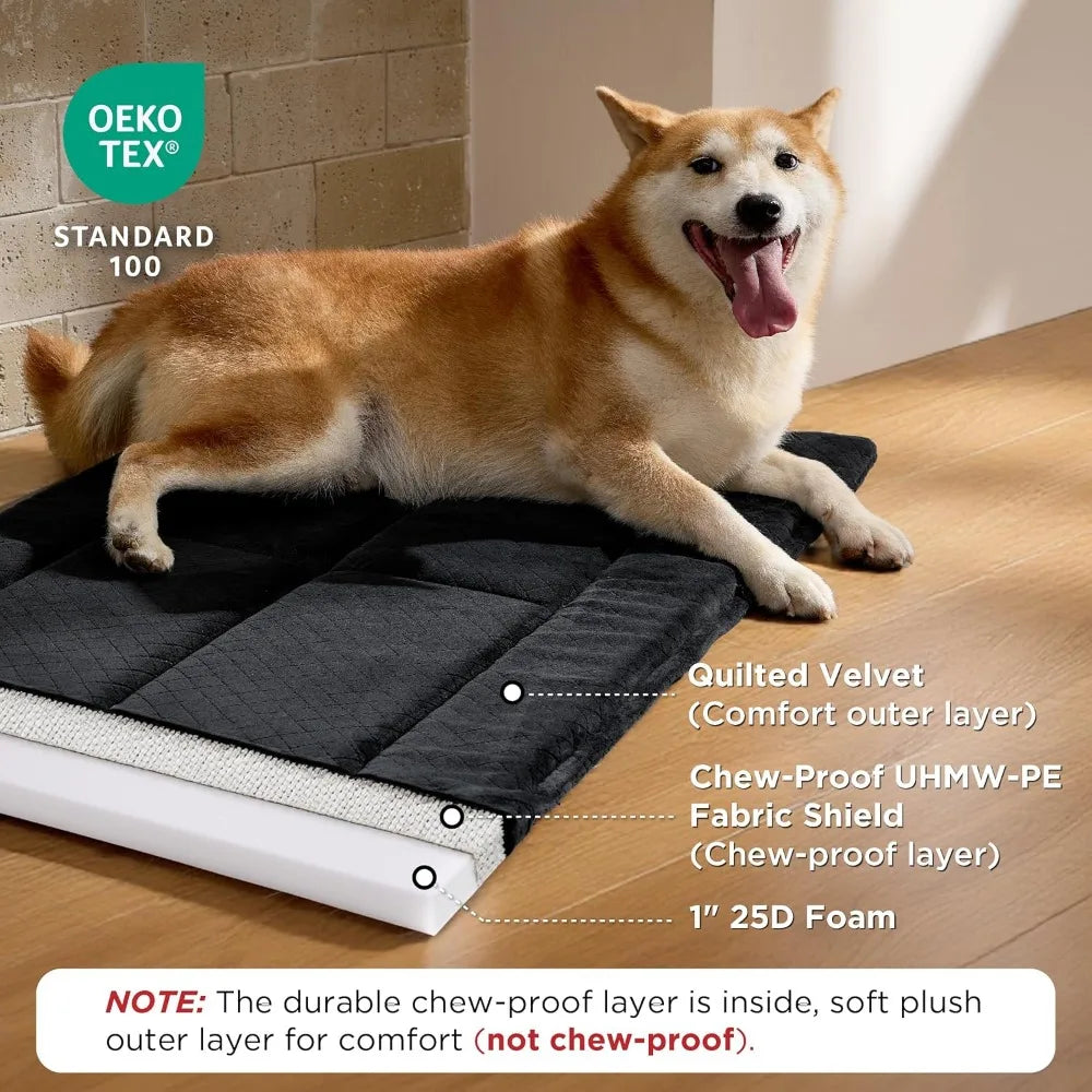 Bedsure Chew Proof Dog Bed Washable Kennel Pad Chewers