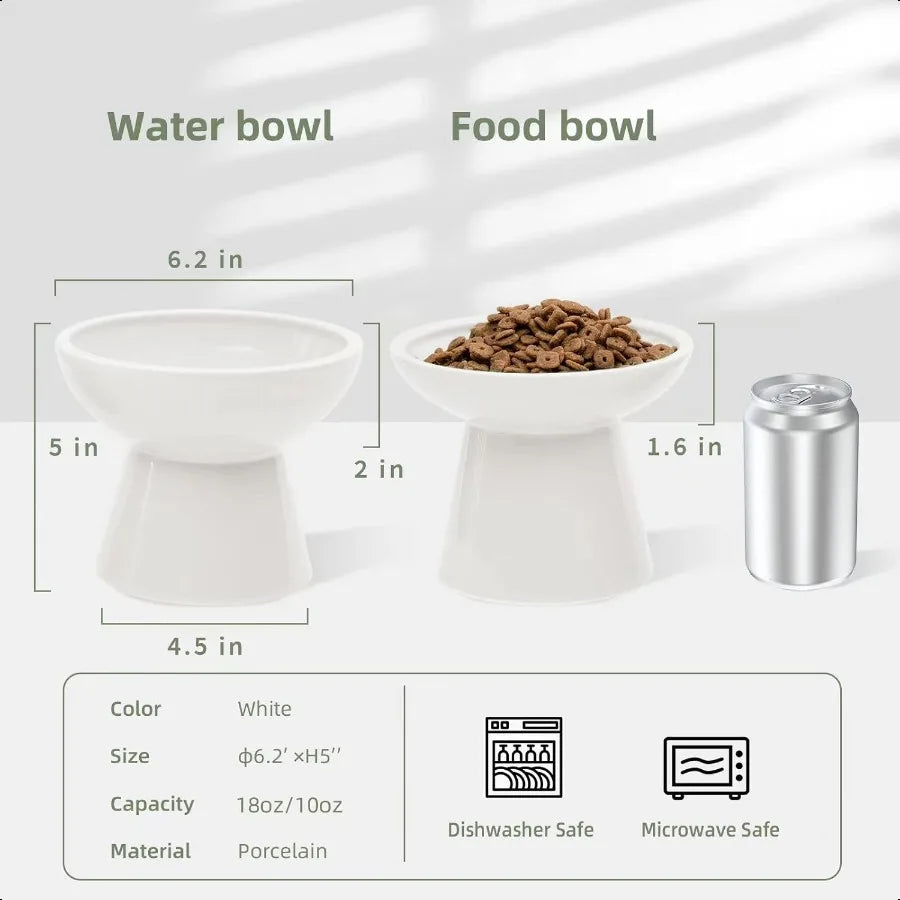 Hign-concerned Elevated Ceramic Cat Bowls For Food Water